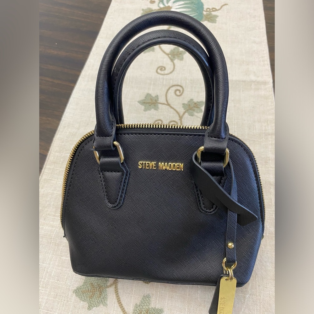 Steve Madden Mini Dome Satchel Bag – Black with Gold Hardware - Picture 3 of 10